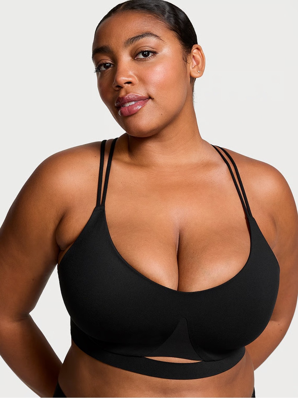 Victoria’s Secret VSX Elevate Strappy Comfort Sports Bra Black Back S